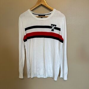 Tommy Hilfiger White Sweater with Red and Black Stripes